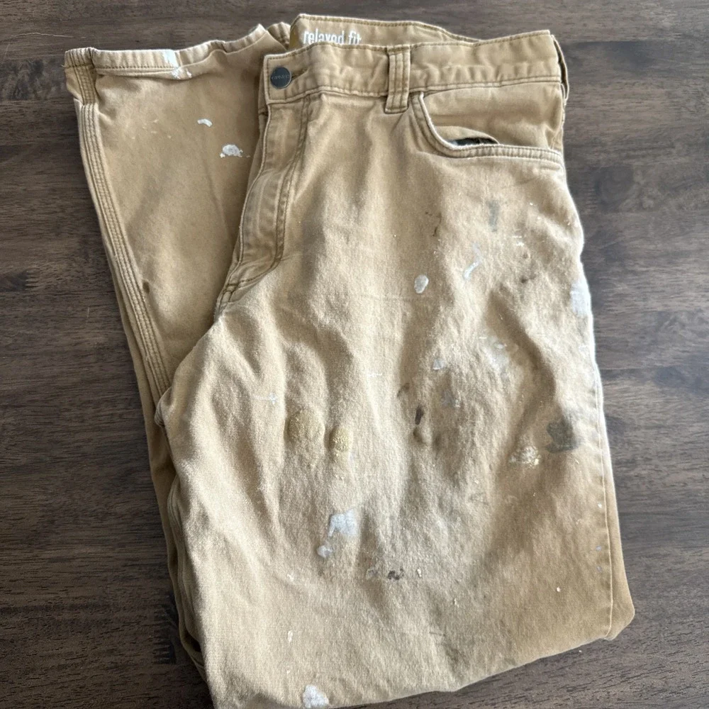 Carhartt 102517-918 Relaxed Fit Work Pants Tan‎ Canvas 38 X 30 Grunge Distressed